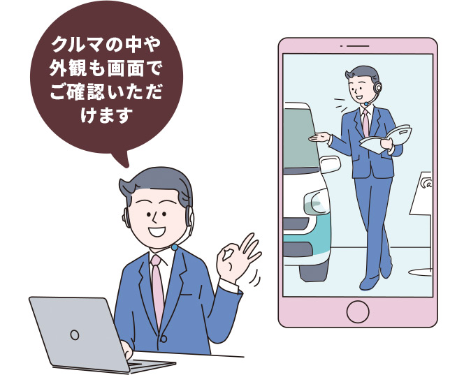 クルマの中や外観も画面でご確認いただけます